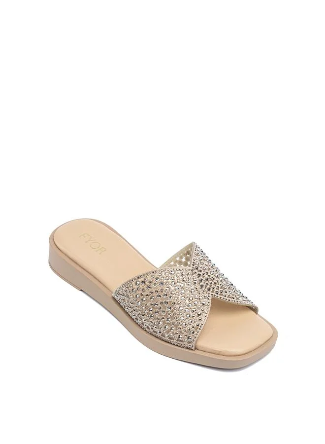 FYOR Stylish Crystal-Embellished Platform Slide AJ 020